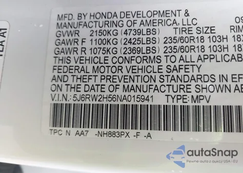 2022 Honda Cr-V Awd Ex из США, поврежденный, VIN 5J6RW2H56NA015941